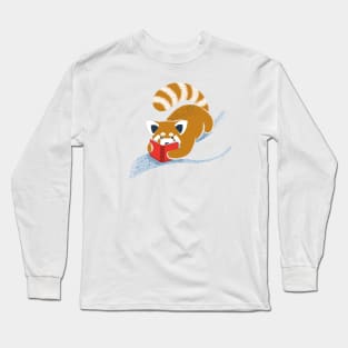 Cute red panda reading // spot illustration Long Sleeve T-Shirt